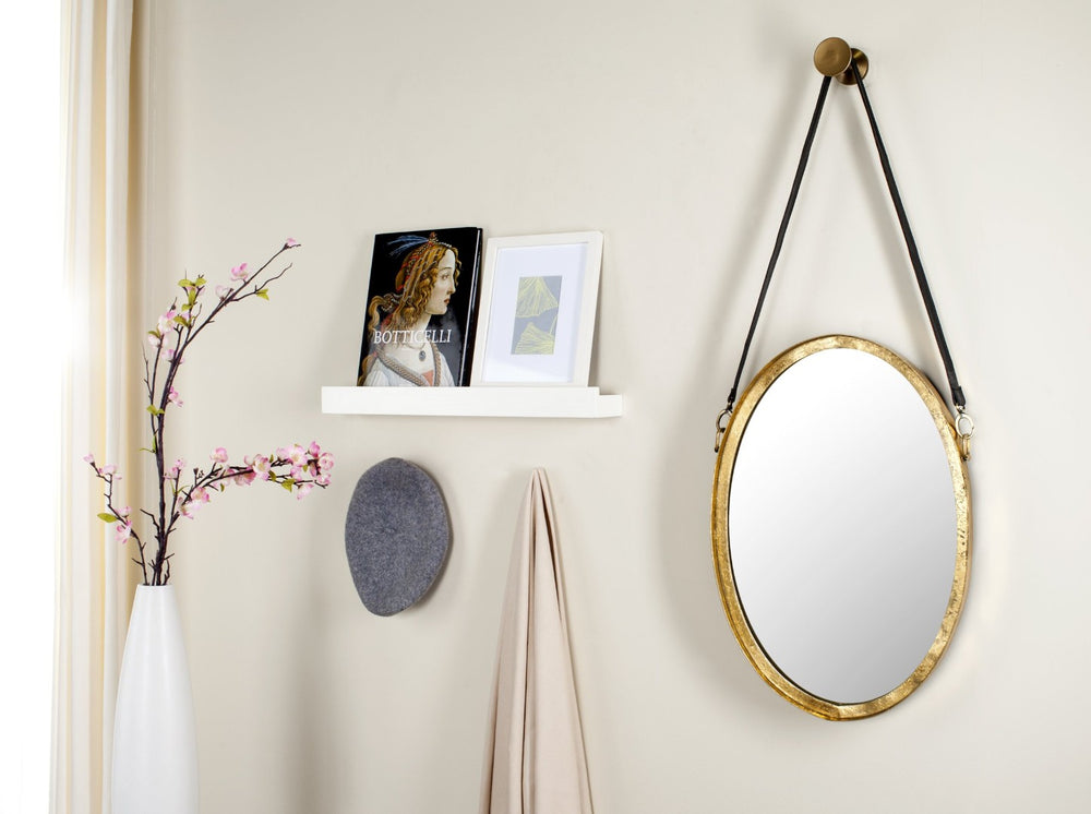 Safavieh PEMBROKE Strap Mirror in Antique Gold - 16" W x 40" H, Vintage-Inspired Accent for Home Decor MIR4066A