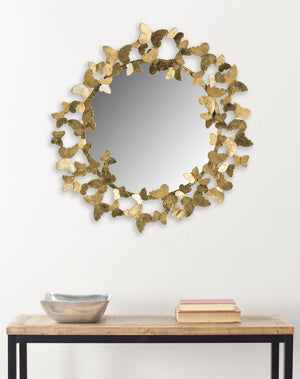 Safavieh RUTHIE Butterfly Mirror - 27-Inch Gold Iron Frame with Elegant Glass, Perfect for Home Decor Focal Point MIR4083A