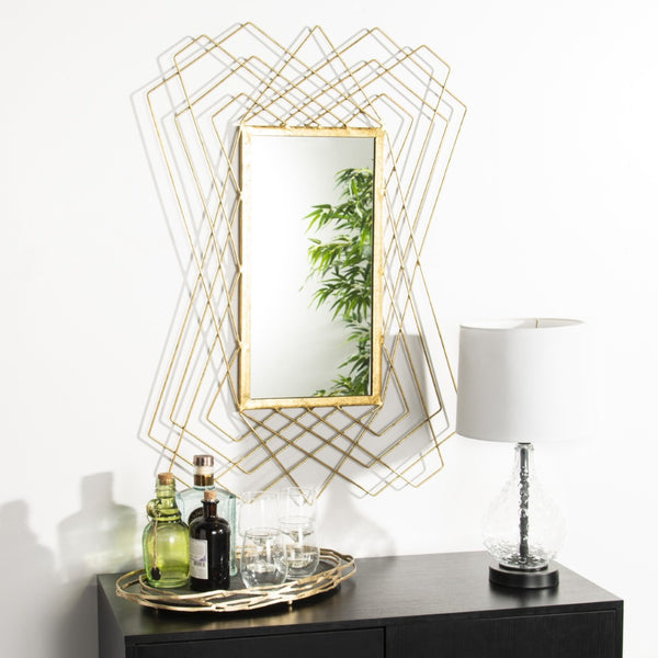 Safavieh HAZELTON Mirror: Timeless Elegance with Warm Gold Finish – Perfect for Any Room's Glamorous Focal Point MIR4093A