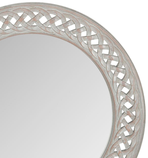 Safavieh BRAIDED Chain Mirror - Timeless Round Accent for Elegant Home Decor, Inspired by Roman Jewelry Design Grey MIR5005A