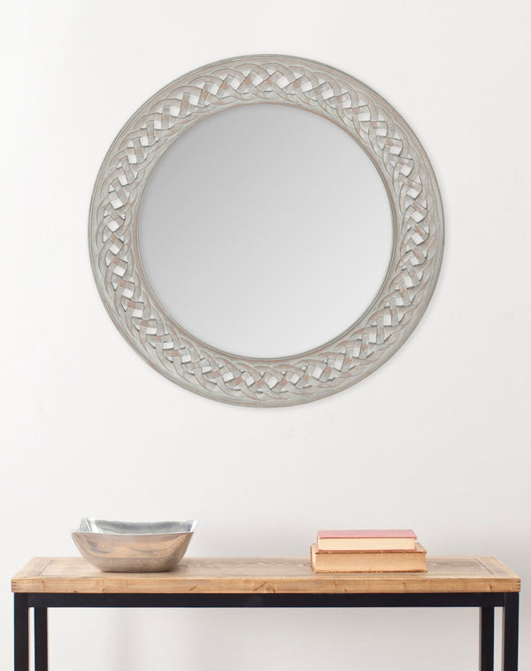 Safavieh BRAIDED Chain Mirror - Timeless Round Accent for Elegant Home Decor, Inspired by Roman Jewelry Design Grey MIR5005A
