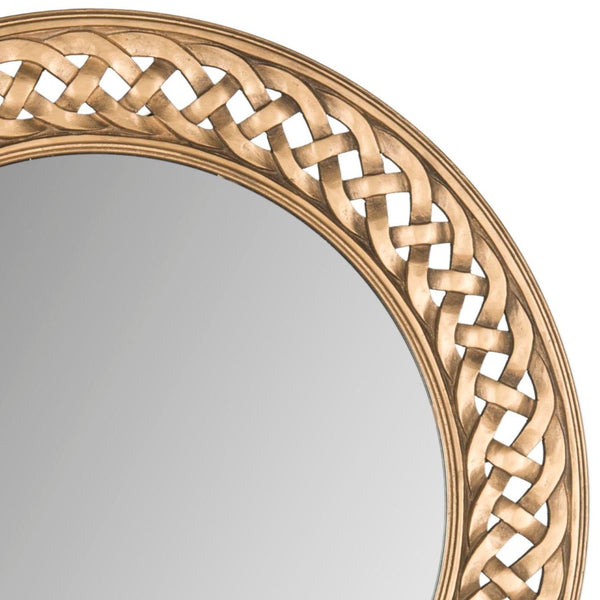 Safavieh BRAIDED Chain Mirror - Timeless Round Accent for Elegant Home Decor, Inspired by Roman Jewelry Design Gold MIR5005C