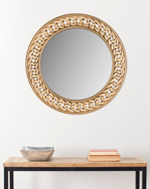 Safavieh BRAIDED Chain Mirror - Timeless Round Accent for Elegant Home Decor, Inspired by Roman Jewelry Design Gold MIR5005C