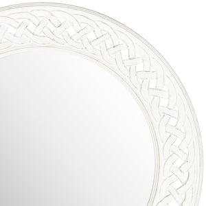 Safavieh BRAIDED Chain Mirror - Timeless Round Accent for Elegant Home Decor, Inspired by Roman Jewelry Design Antique White MIR5005D