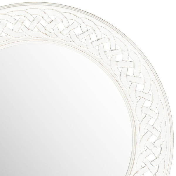 Safavieh BRAIDED Chain Mirror - Timeless Round Accent for Elegant Home Decor, Inspired by Roman Jewelry Design Antique White MIR5005D