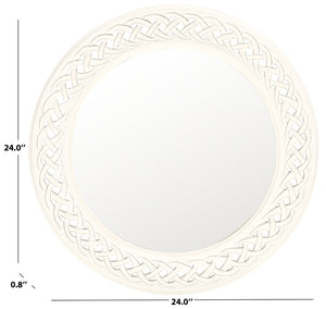 Safavieh BRAIDED Chain Mirror - Timeless Round Accent for Elegant Home Decor, Inspired by Roman Jewelry Design Antique White MIR5005D