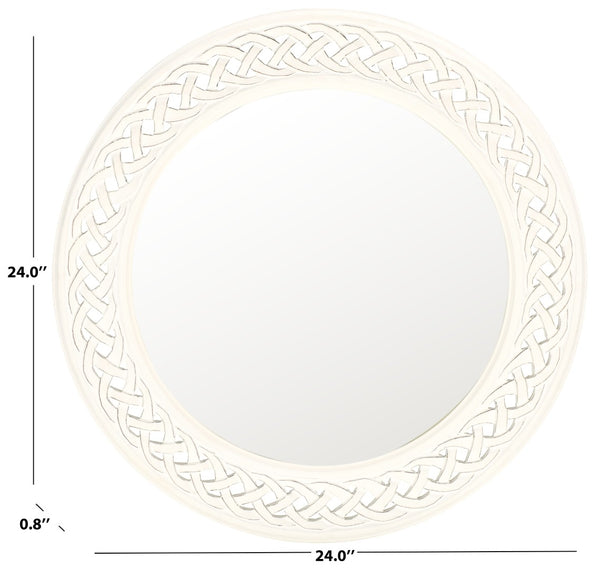 Safavieh BRAIDED Chain Mirror - Timeless Round Accent for Elegant Home Decor, Inspired by Roman Jewelry Design Antique White MIR5005D