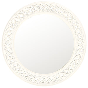 Safavieh BRAIDED Chain Mirror - Timeless Round Accent for Elegant Home Decor, Inspired by Roman Jewelry Design Antique White MIR5005D
