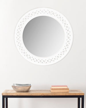 Safavieh BRAIDED Chain Mirror - Timeless Round Accent for Elegant Home Decor, Inspired by Roman Jewelry Design Antique White MIR5005D