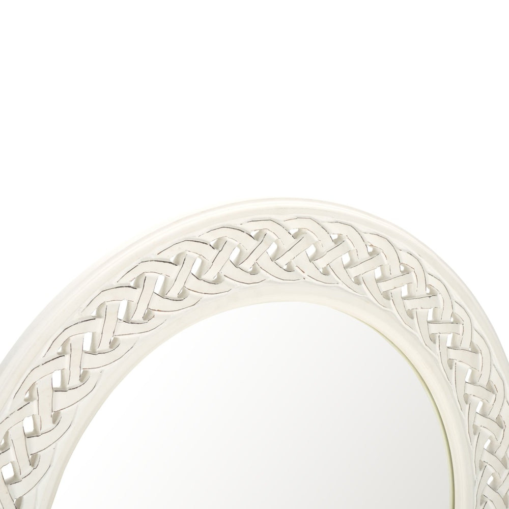 Safavieh BRAIDED Chain Mirror - Timeless Round Accent for Elegant Home Decor, Inspired by Roman Jewelry Design Antique White MIR5005D