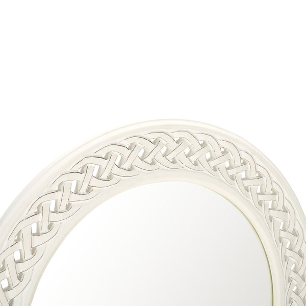 Safavieh BRAIDED Chain Mirror - Timeless Round Accent for Elegant Home Decor, Inspired by Roman Jewelry Design Antique White MIR5005D