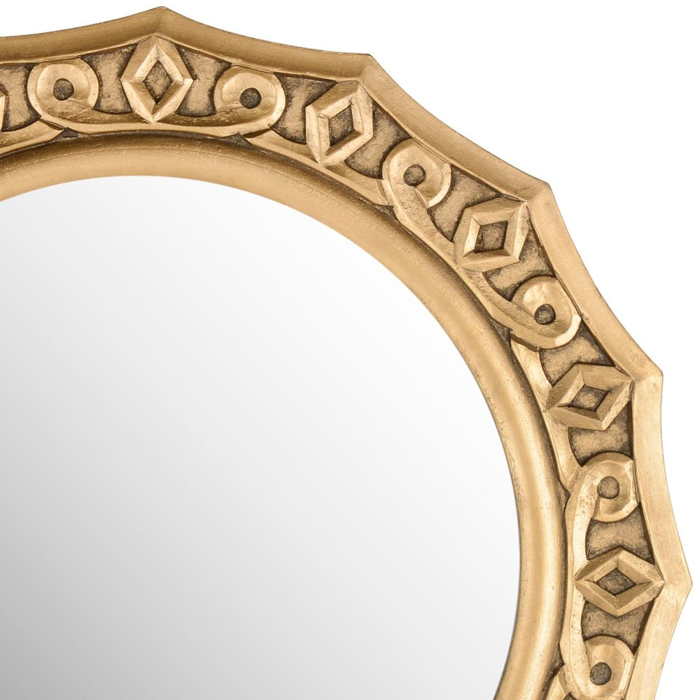 Safavieh GOSSAMER Lace Mirror - Vintage-Inspired Round Wall Decor for Elegant Living Spaces and Bedrooms Gold MIR5006C