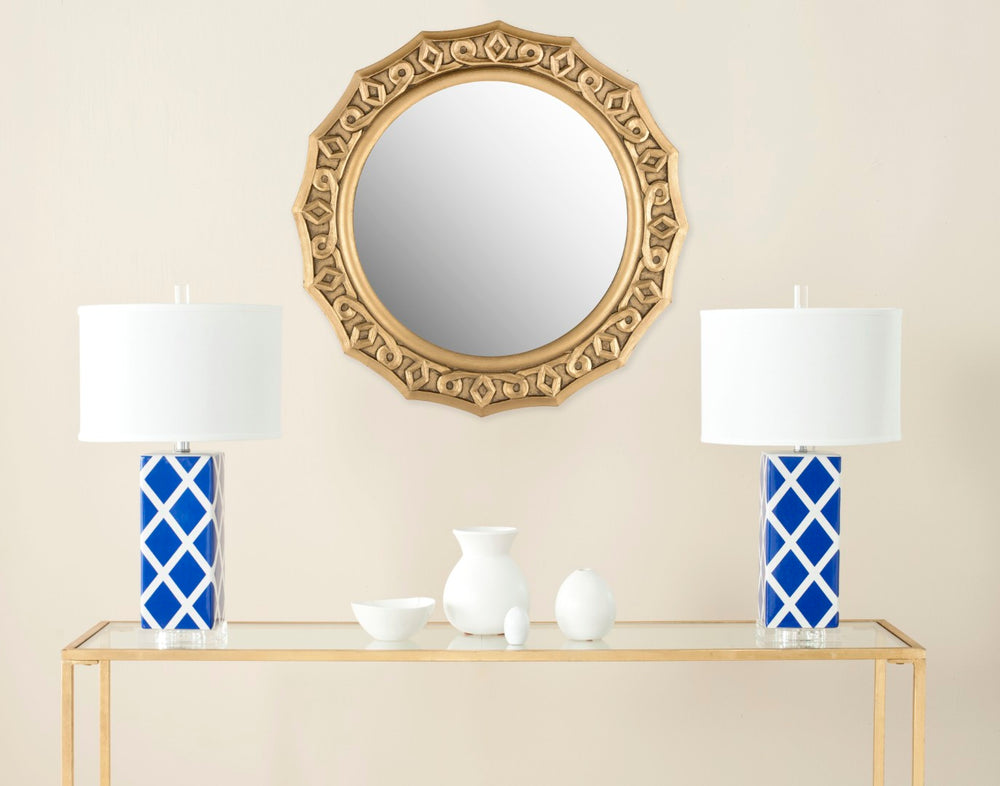 Safavieh GOSSAMER Lace Mirror - Vintage-Inspired Round Wall Decor for Elegant Living Spaces and Bedrooms Gold MIR5006C