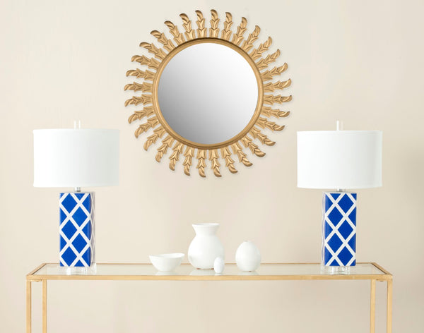 Safavieh INCA Sun Mirror - Timeless Sunburst Design with Elegant Leaf Motifs for Living Room or Bedroom Decor Gold MIR5008C