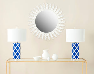 Safavieh INCA Sun Mirror - Timeless Sunburst Design with Elegant Leaf Motifs for Living Room or Bedroom Decor Antique White MIR5008D
