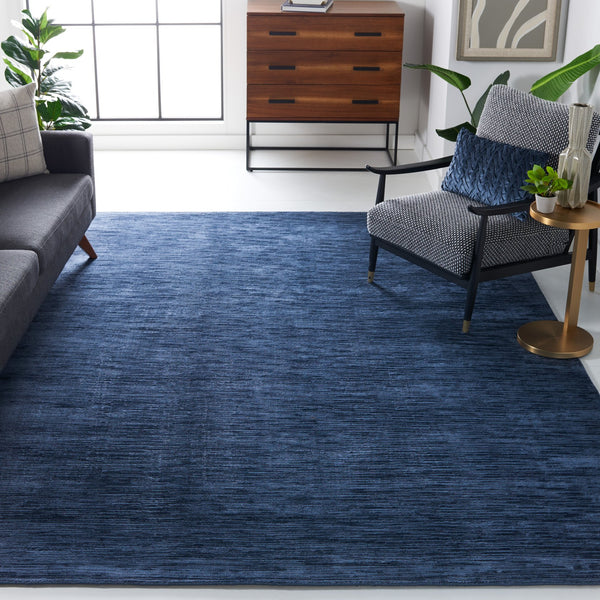 Safavieh Mirage Hand-Loomed 635N Navy Accent Rug 1'X1'6" — Low-Profile Viscose-Cotton, Soft Tonal Minimalism MIR635N-0116