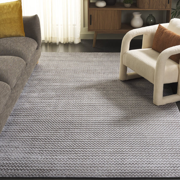 Safavieh Mirage Graphite Hand-Loomed Accent Rug 12X18 In — Viscose-Cotton Chevon Texture, Low-Pile Elegance MIR636A-0116