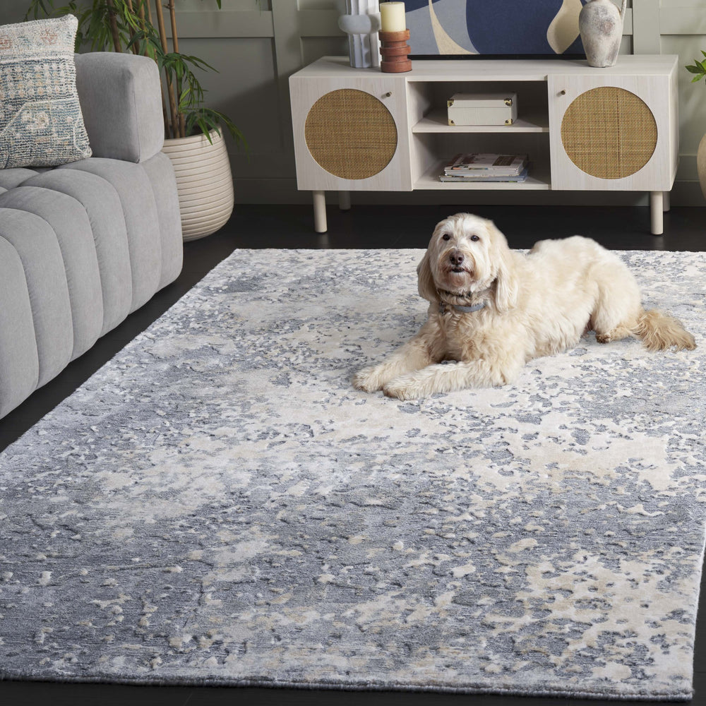 Safavieh Mirage Hand-Knotted 6X9 Grey Ivory Rug, 60% Viscose 30% Wool Low Pile, Abstract Modern Elegance MIR642F-6