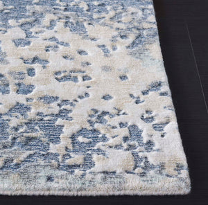 Safavieh Mirage Hand-Knotted Blue Ivory Accent Rug — Low-Profile Artisanal Viscose-Wool Blend For Entryways 1'-0" x 1'-6" MIR642M-0116