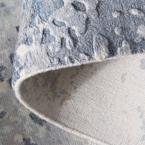 Safavieh Mirage Hand-Knotted Blue Ivory Area Rug — Modern Abstract Stone & Water Texture, Viscose Wool Blend 6'-0" x 9'-0" MIR642M-6