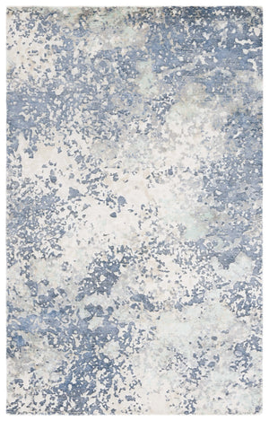 Safavieh Mirage Hand-Knotted Blue Ivory Area Rug — Modern Abstract Stone & Water Texture, Viscose Wool Blend 6'-0" x 9'-0" MIR642M-6