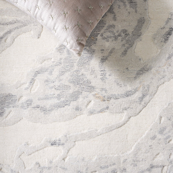 Safavieh Mirage Hand-Knotted Grey Ivory Accent Rug 1X1.5 Ft — Soft Viscose-Wool Blend, Modern Neutral Layering Piece MIR643F-0116