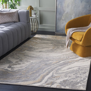 Safavieh Mirage Hand-Knotted Grey Ivory Accent Rug 1X1.5 Ft — Soft Viscose-Wool Blend, Modern Neutral Layering Piece MIR643F-0116