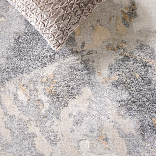 Safavieh Mirage Hand-Knotted Accent Rug In Grey Ivory — Viscose Wool Cotton Blend, Low-Profile Minimalist Design 1'-0" x 1'-6" MIR645F-0116