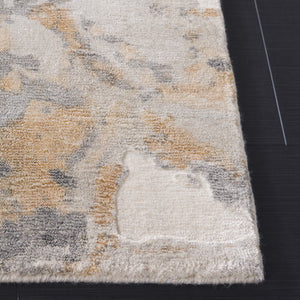 Safavieh Mirage Hand-Knotted Accent Rug In Grey Ivory — Viscose Wool Cotton Blend, Low-Profile Minimalist Design 1'-0" x 1'-6" MIR645F-0116