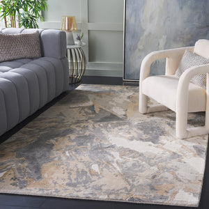 Safavieh Mirage Hand-Knotted Accent Rug In Grey Ivory — Viscose Wool Cotton Blend, Low-Profile Minimalist Design 1'-0" x 1'-6" MIR645F-0116