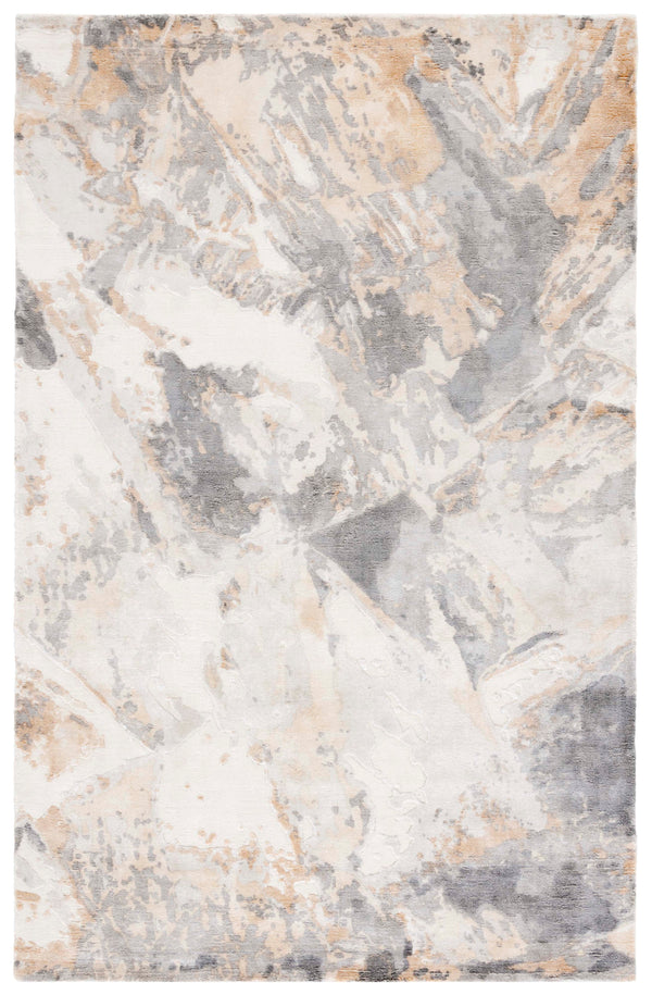 Safavieh Mirage Hand‑Knotted Grey Ivory Area Rug — Plush 1/2" Pile, Abstract Design, Viscose Wool Blend 6'-0" x 9'-0" MIR645F-6