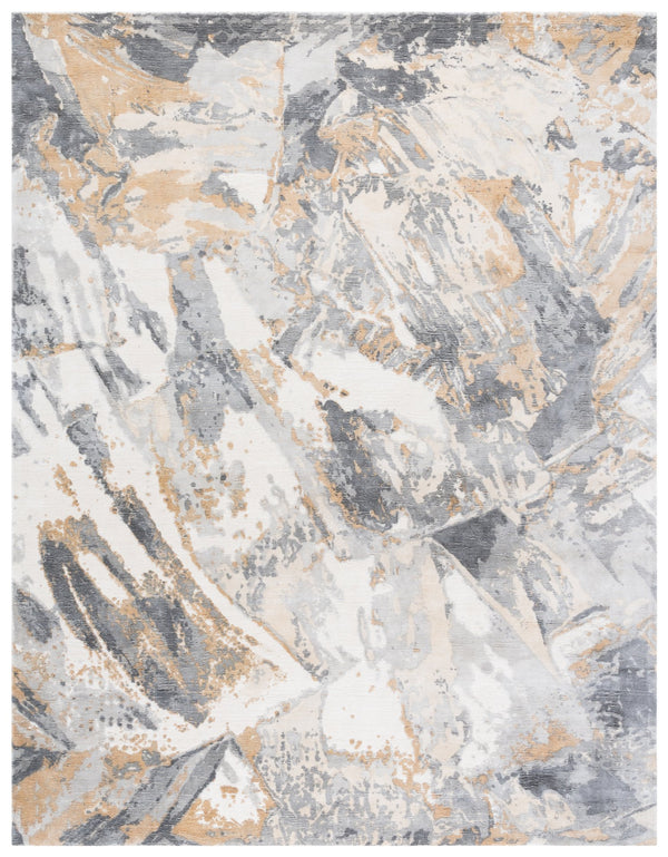 Safavieh Mirage Hand-Knotted Accent Rug In Grey Ivory — Viscose Wool Cotton Blend, Low-Profile Minimalist Design 1'-0" x 1'-6" MIR645F-0116
