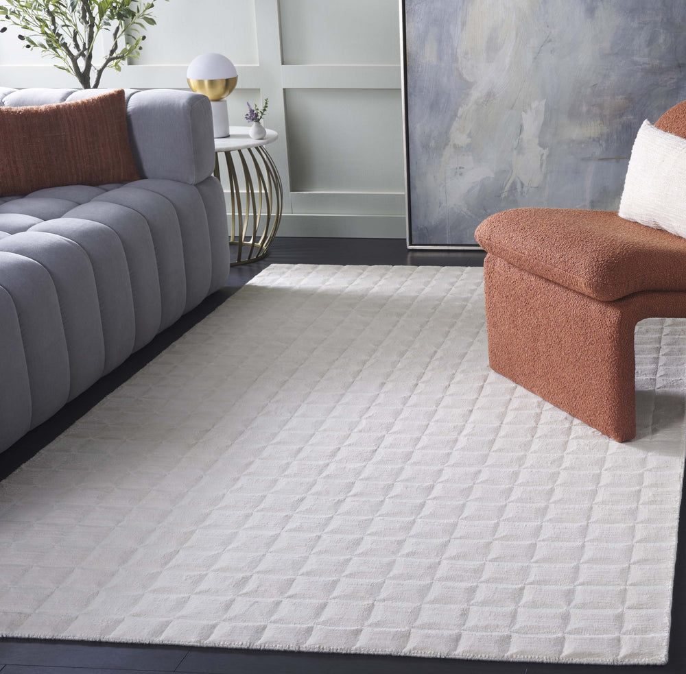 Safavieh Mirage Hand-Knotted Ivory Area Rug — Silky Viscose-Cotton Pile, Subtle Texture, Timeless Elegance 6'-0" x 9'-0" MIR646A-6