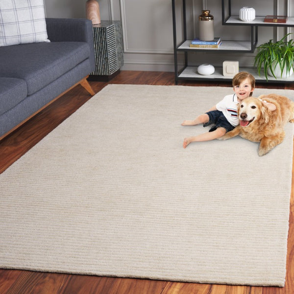 Safavieh Mirage Hand Tufted Wool Blend Area Rug Ivory Linear Pattern for Modern Living Spaces MIR758A-5
