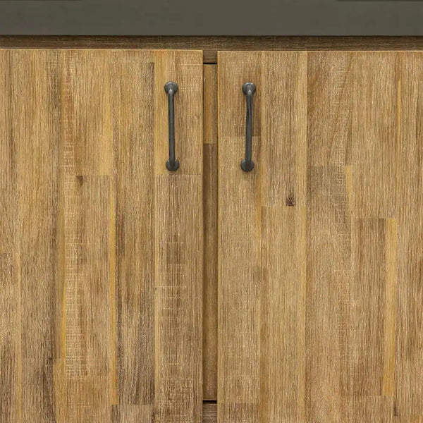 Lh Imports Irondale Vanity: Solid Acacia Wood & Metal Design With White Basin, Soft-close, Adjustable Shelves Brown White Basin,Steel,Solid Acacia Mir Bth01-61