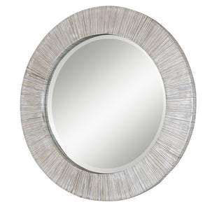 Uttermost Repose Whitewash Round Mirror 09785 BAMBOO, PLYWOOD
