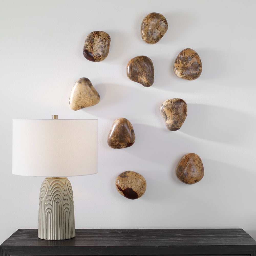 Uttermost Pebbles Blonde Wood Wall Décor, S/9 04324 TAMARIND WOOD