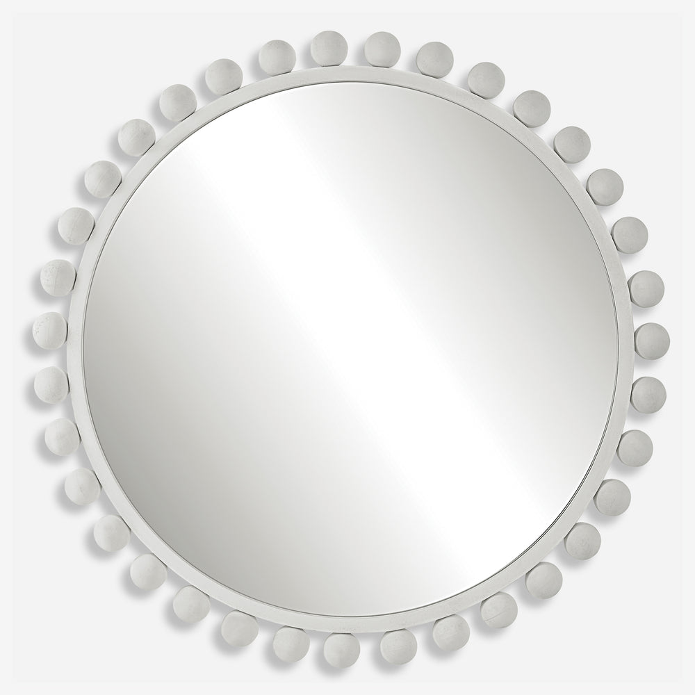 Uttermost Cyra White Round Mirror 09788 MDF, IRON, MIRROR