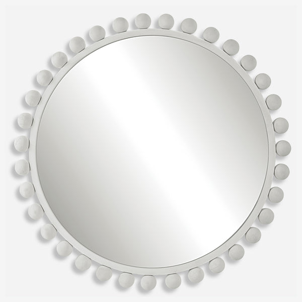 Uttermost Cyra White Round Mirror 09788 MDF, IRON, MIRROR