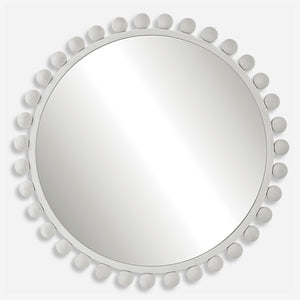 Uttermost Cyra White Round Mirror 09788 MDF, IRON, MIRROR