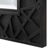 Uttermost Everest Satin Black Mirror 09803 RUBBER WOOD, GLASS,MDF