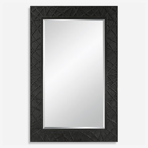 Uttermost Everest Satin Black Mirror 09803 RUBBER WOOD, GLASS,MDF