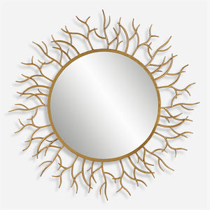 Uttermost Into The Woods Gold Round Mirror 09814 STEEL, MIRROR,MDF