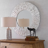 Uttermost Teak Branch White Round Mirror 09808 MIX WOOD AND PLYWOOD