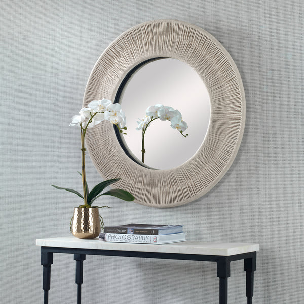 Uttermost Sailor's Knot White Small Round Mirror 09824 MIRROR, IRON, ROPE, MDF