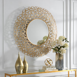 Uttermost Swirl Round Gold Mirror 09850 IRON, MIRROR, MDF