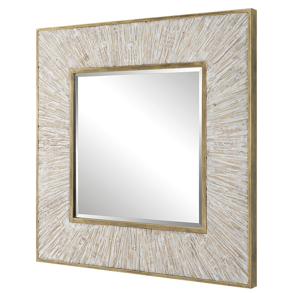 Uttermost Wharton Whitewashed Square Mirror 09854 MIRROR, MDF, FIR, IRON