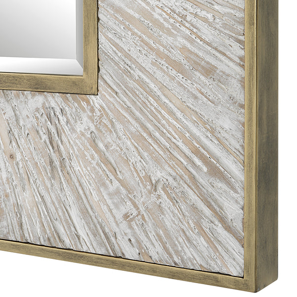 Uttermost Wharton Whitewashed Square Mirror 09854 MIRROR, MDF, FIR, IRON