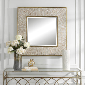 Uttermost Wharton Whitewashed Square Mirror 09854 MIRROR, MDF, FIR, IRON