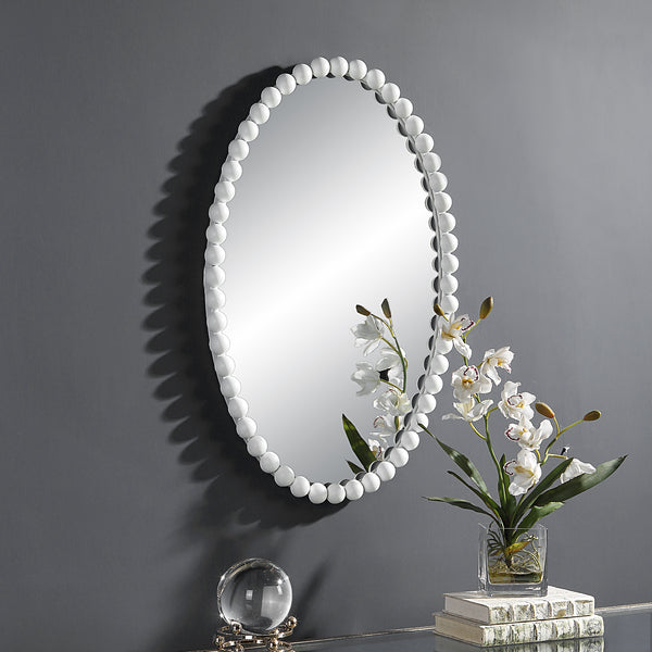 Uttermost Serna White Oval Mirror 09874 MIRROR, MDF, IRON